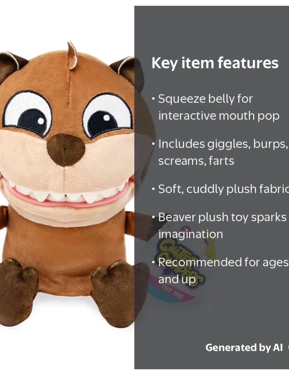 Chatter Chompers Beaver Plush 6.5